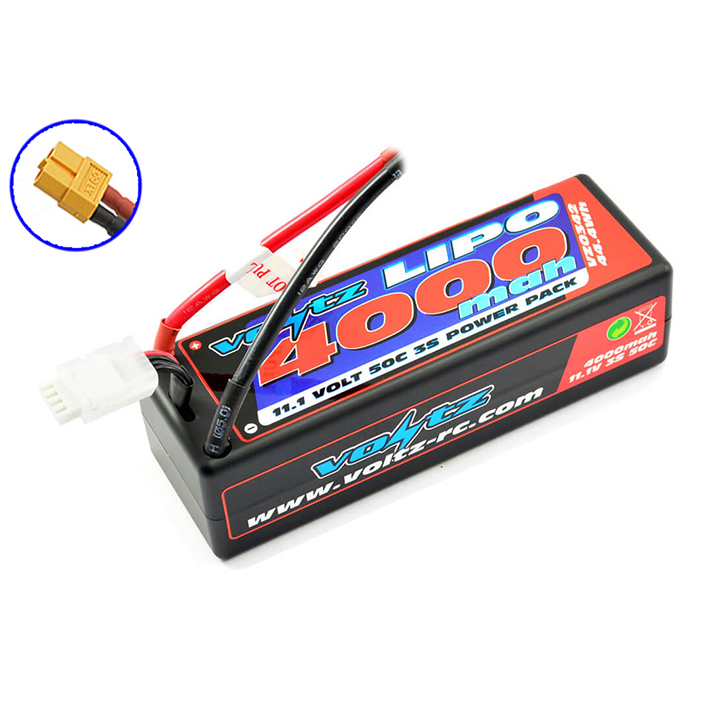 Voltz 4000mah Hard Case 11.1v 50c Lipo Stick Pack W/xt60
