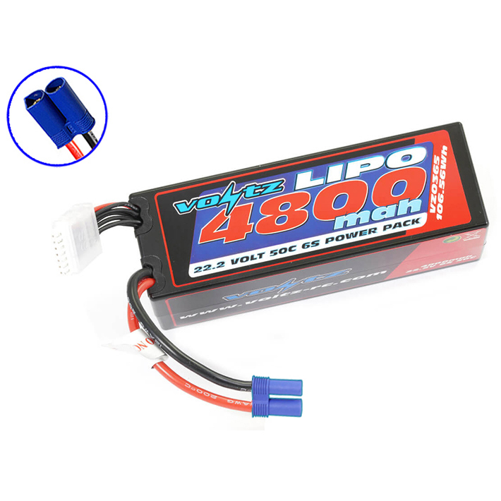 Voltz 4800mah Hard Case 22.2v 50c Lipo Stick Pack Ec5