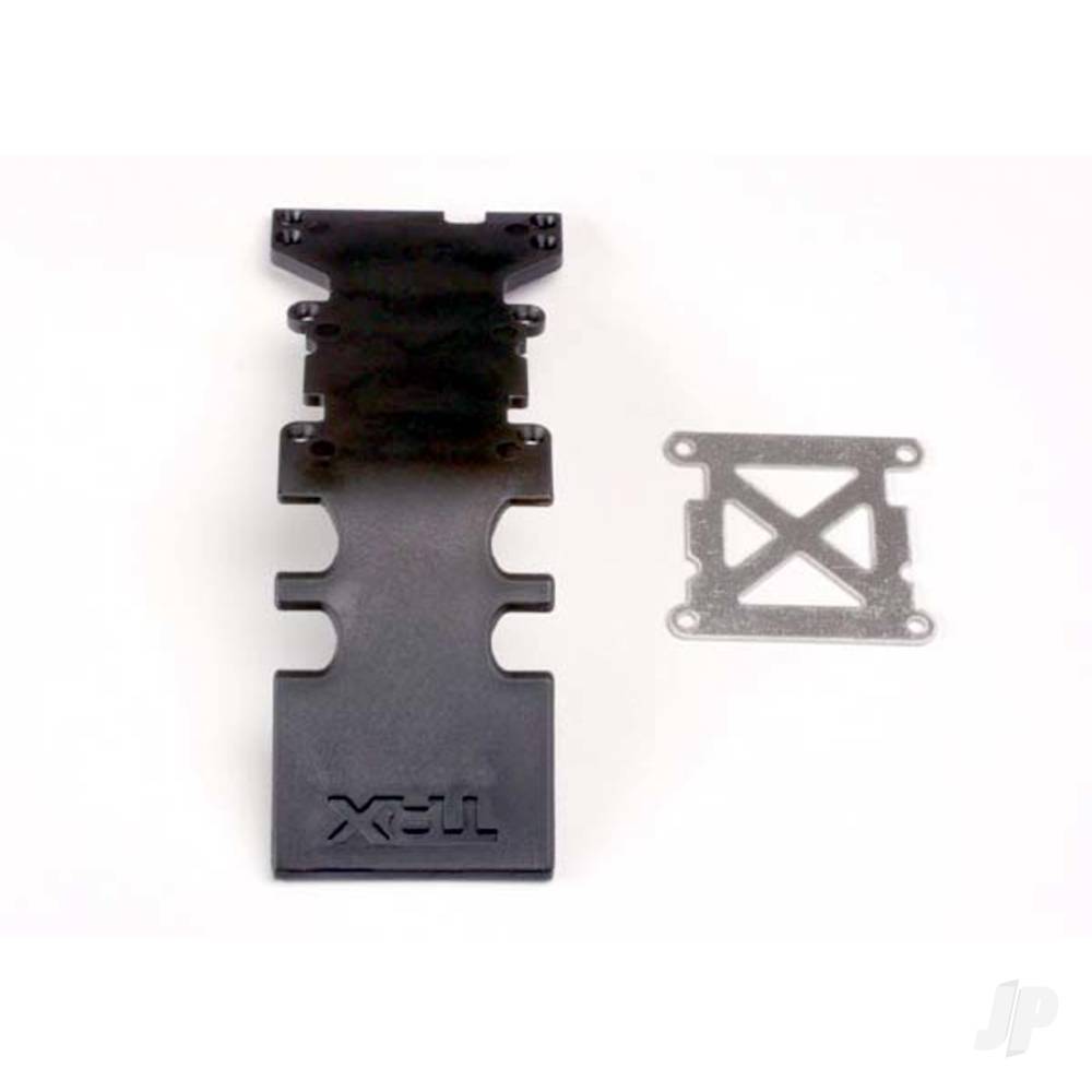 Traxxas Skid plate, Rear plastic (Black) / stainless Steel plate