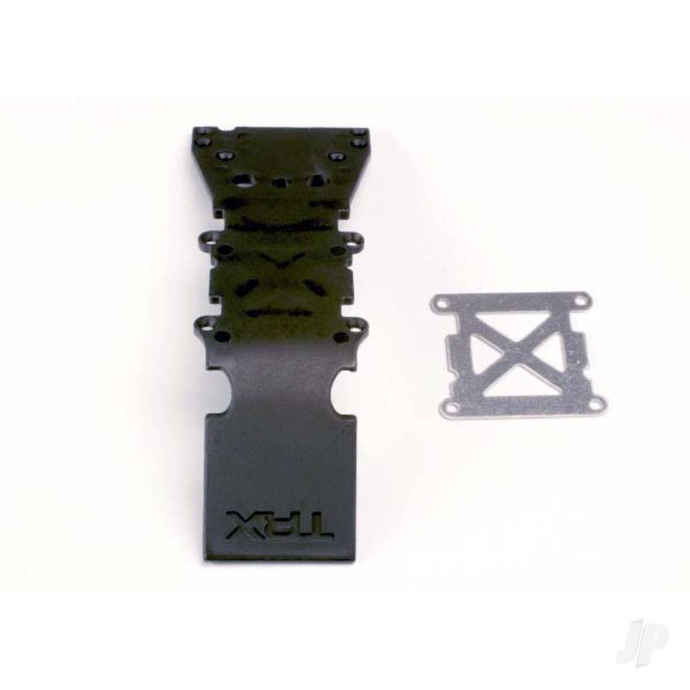 Traxxas Skid plate, Front plastic (Black) / stainless Steel plate