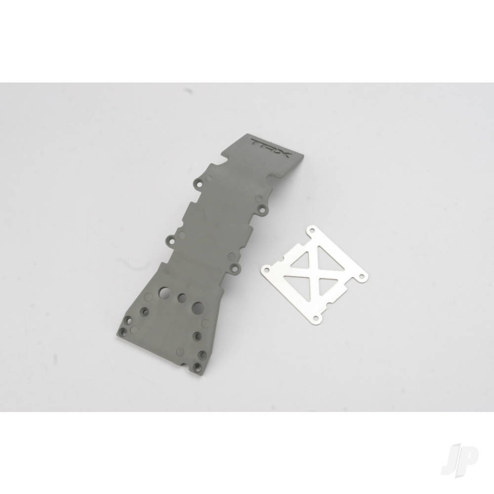 Traxxas Skid plate, Front plastic (Grey) / stainless Steel plate