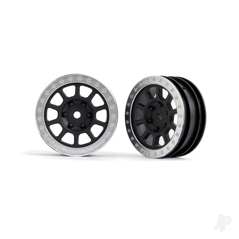 Traxxas Wheels, 2.2in (Graphite Grey, Satin Chrome beadlock) (2) (Bandit front)