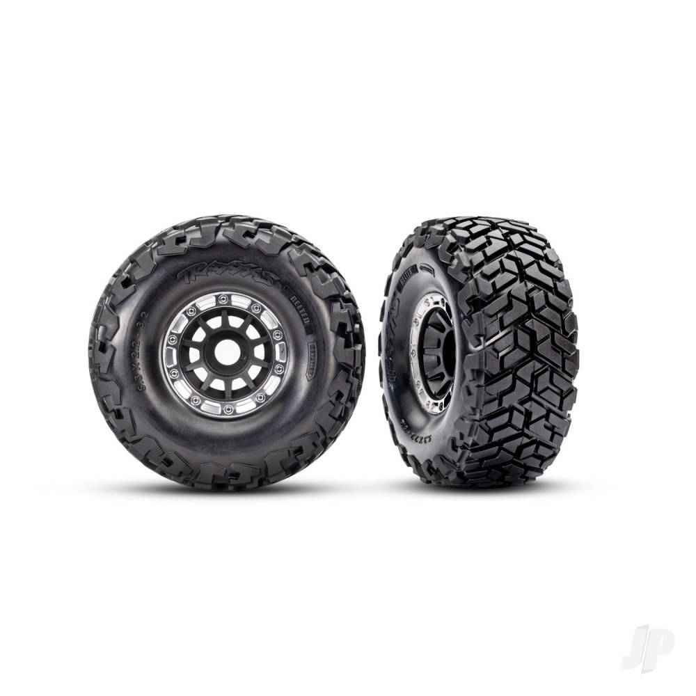 traxxas-tyres-wheels-assembled-glued-left-1-right-1-black-with-satin-beadlock-wheels-maxx-slash-belted-tyres-foam-inserts-17mm-splined-tsm-rated