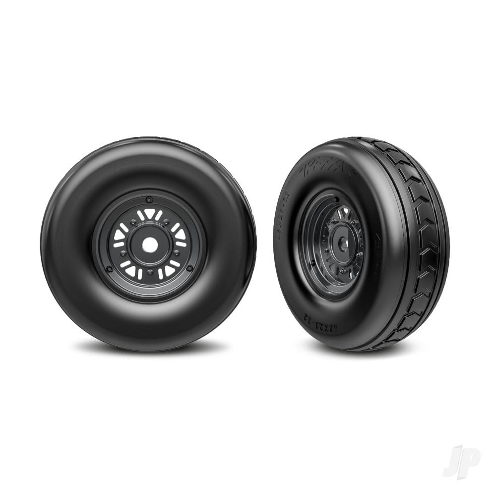 Traxxas Wheels & Tyres, assembled, glued (Pro Scale Sand Car black chrome wheels, dual profile tyres (3.2