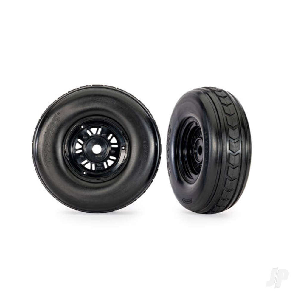 Traxxas Wheels & Tyres, assembled, glued (Pro Scale Sand Car black wheels, dual profile tyres (3.2