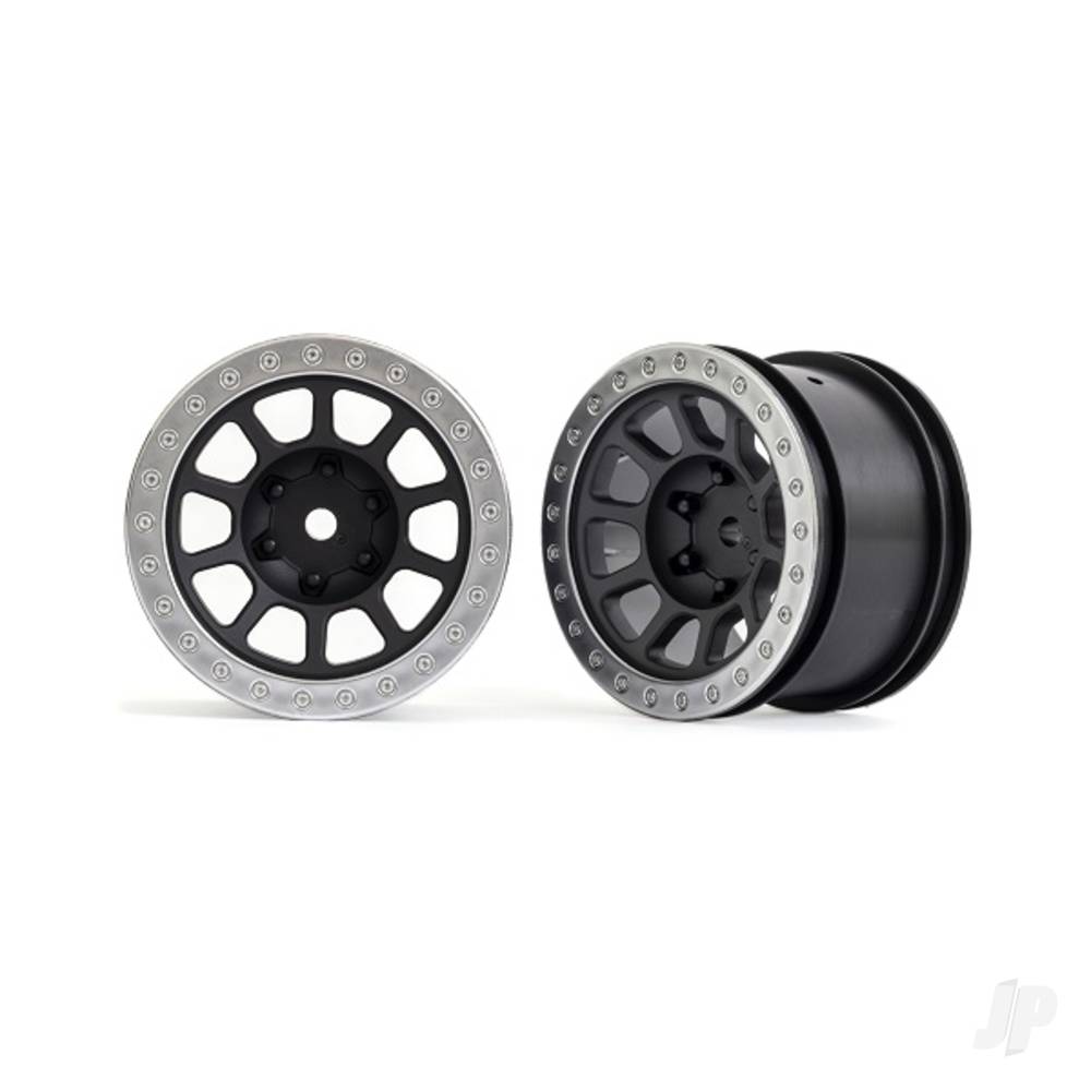 Traxxas Wheels, 2.2in (Graphite Grey, Satin Chrome beadlock) (2 pcs) (Bandit rear)