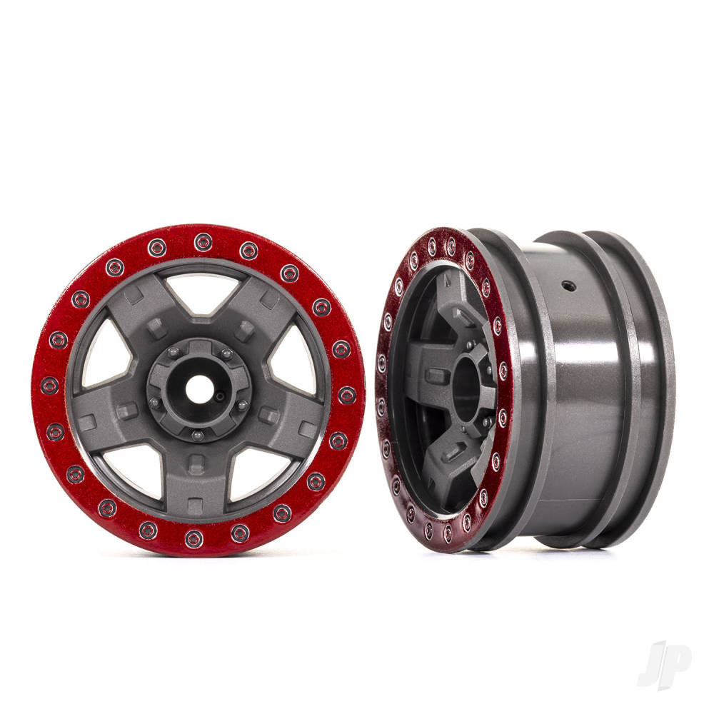 Traxxas Wheels, TRX-4 Sport 2.2 (Grey, Red beadlock style) (2 pcs)