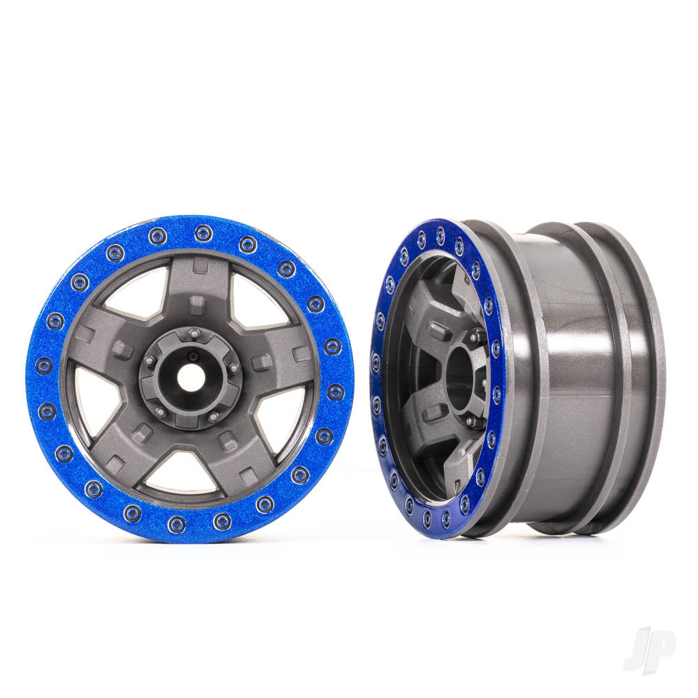 Traxxas Wheels, TRX-4 Sport 2.2 (Grey, Blue beadlock style) (2 pcs)