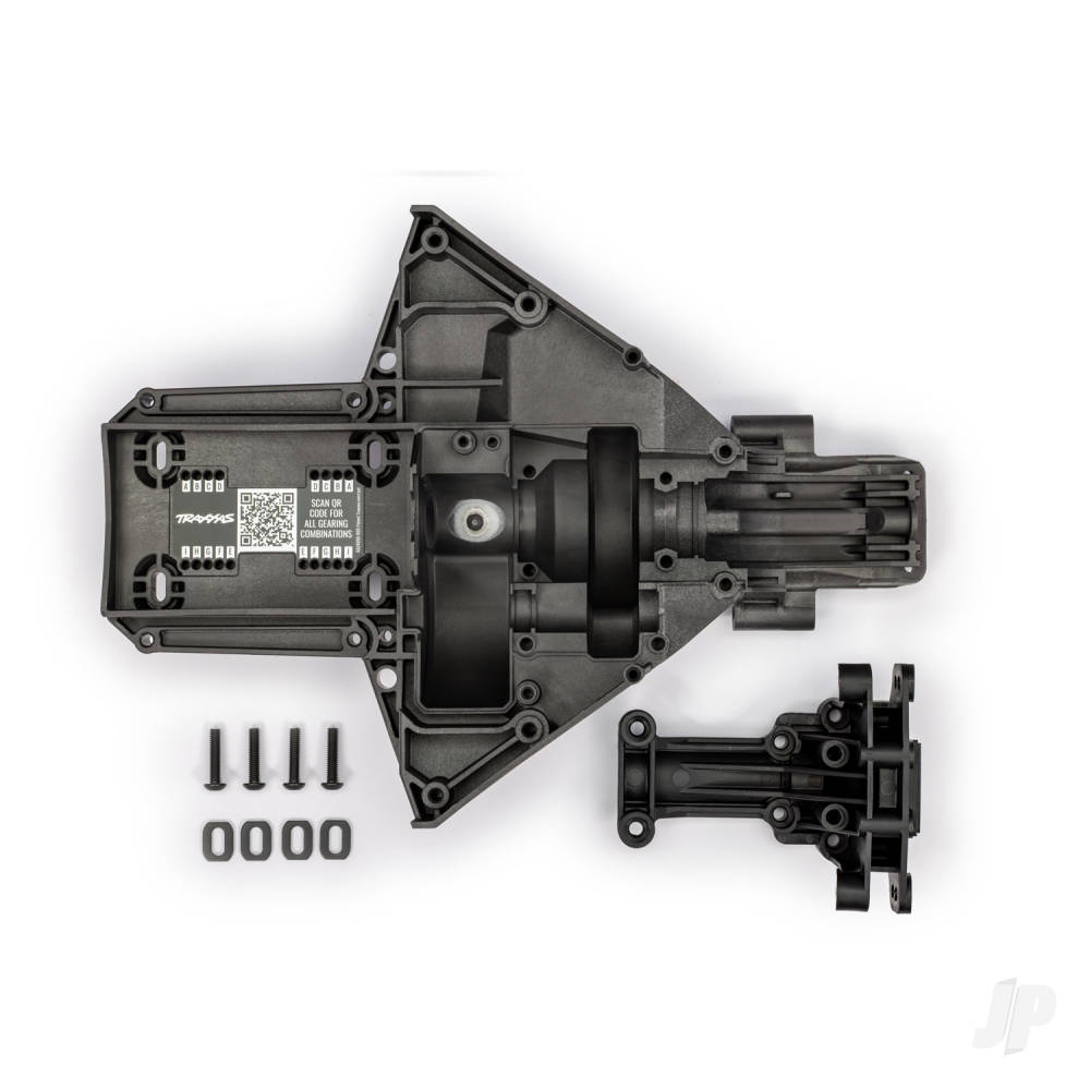Traxxas Bulkhead, rear (upper & lower), motor mount washers (steel) (4), 4x18mm BCS (4) (replacing #7727 & #7728 requires #5108 ball bearings (2))