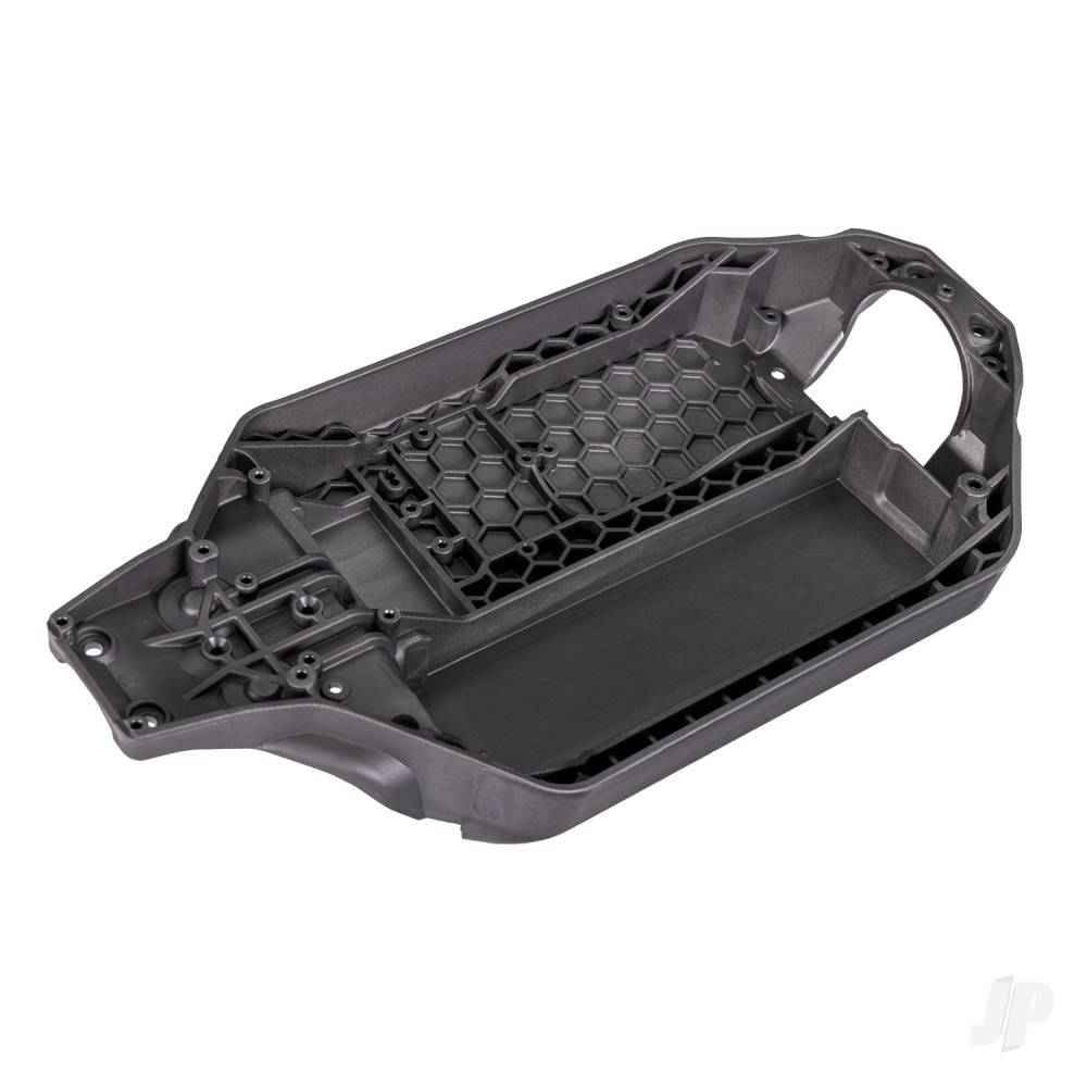 Traxxas Chassis, Charcoal Grey (162mm long battery compartment) (fits flat style battery packs) (use only with #7430R front bulkhead & #6726X battery hold-down)