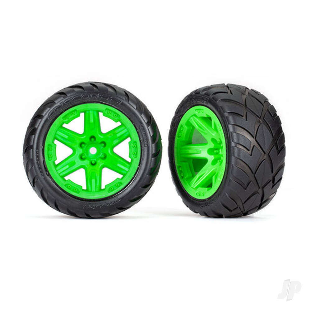 Traxxas Tyres & Wheels, Assembled, Glued (2.8in) (RXT Green wheels, Anaconda tyres, foam inserts) (4WD electric front/rear, 2WD electric front only) (2) (TSM rated)