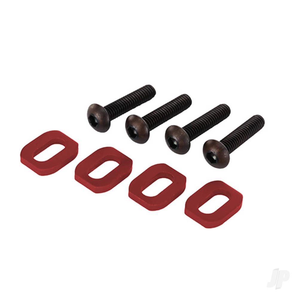Traxxas Washers, motor mount, aluminium (Red-anodised) (4)/ 4x18mm BCS (4)