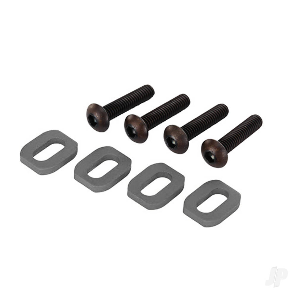 Traxxas Washers, motor mount, aluminium (Grey-anodised) (4 pcs) / 4x18mm BCS (4 pcs)