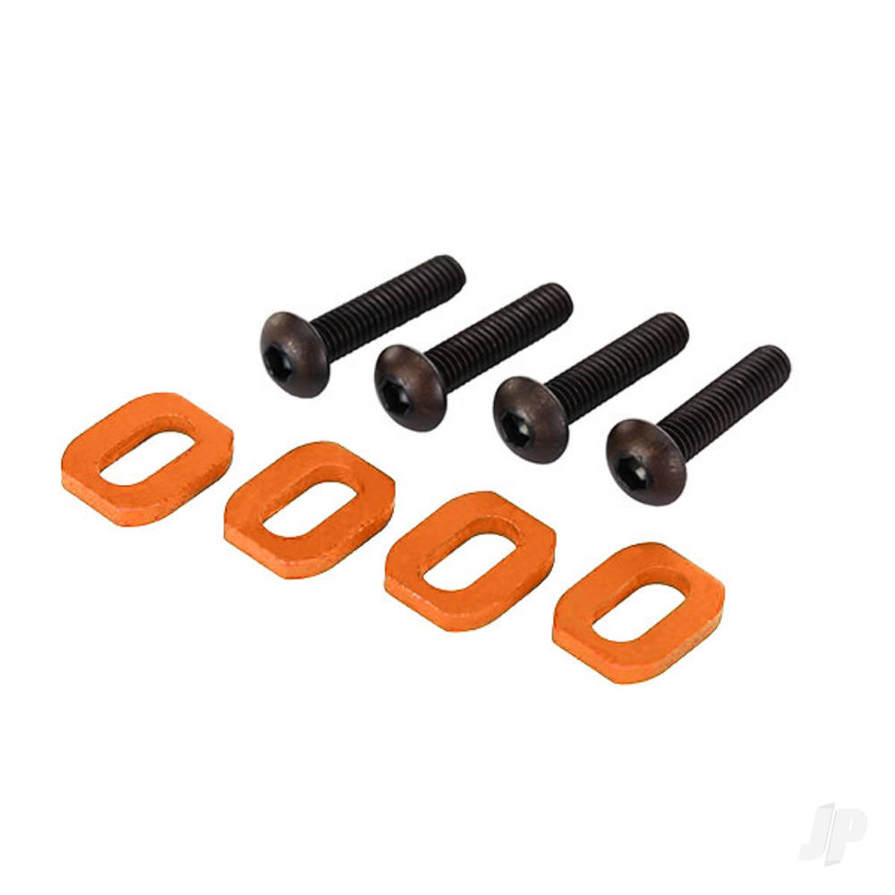 Traxxas Washers, motor mount, aluminium (Orange-anodised) (4 pcs) / 4x18mm BCS (4 pcs)
