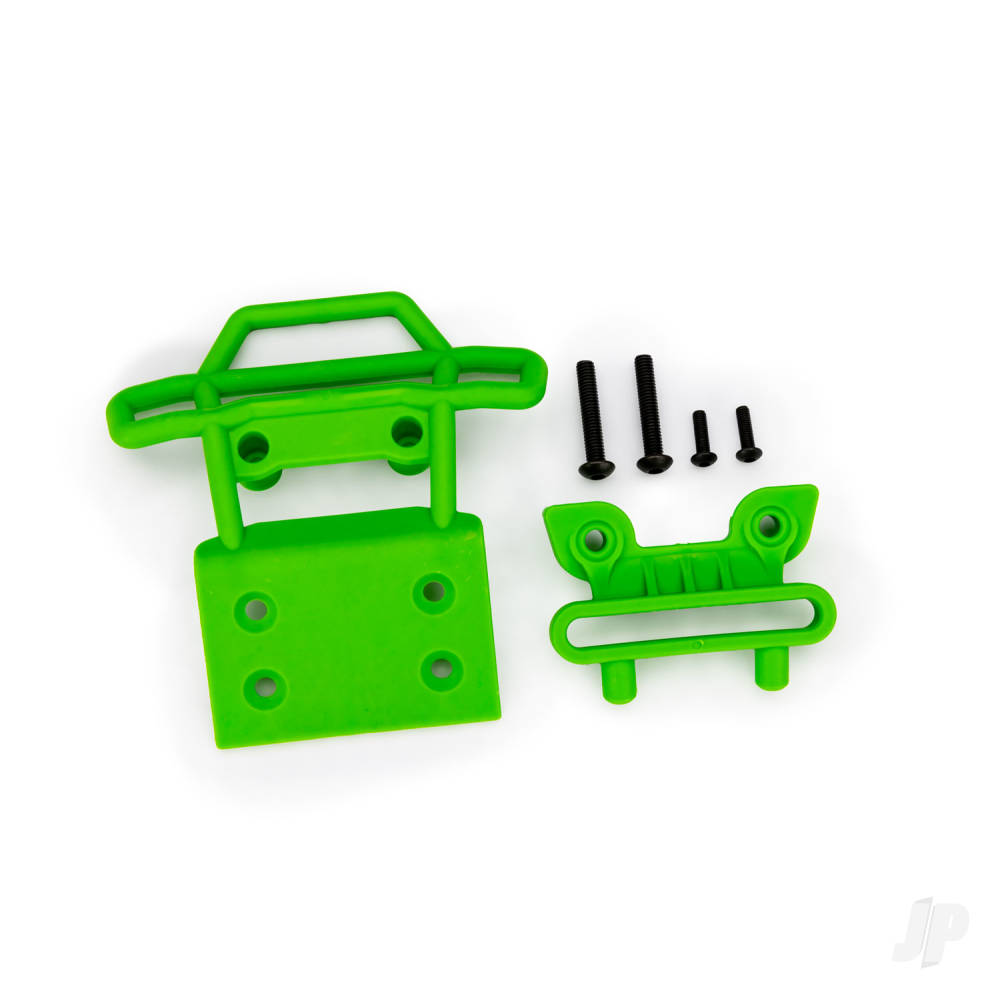 Traxxas Bumper, Front / bumper mount, Front/ 4x23mm BCS (2 pcs) / 3x10mm BCS (2 pcs) (Green)