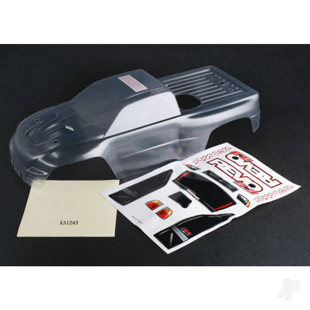 Traxxas Body, Revo 3.3 (Clear, requires painting) / window, lights, grille decal sheet