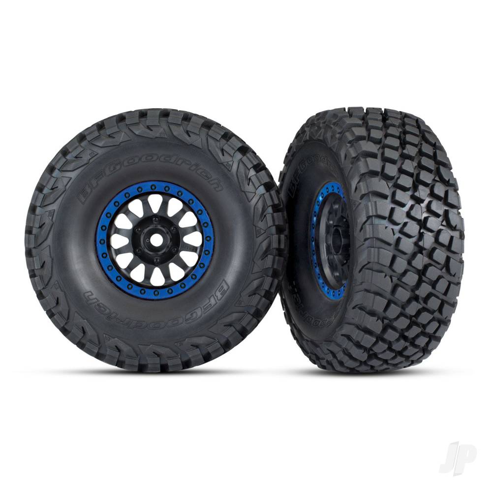 Traxxas Tyres & Wheels, Assembled, Glued (Method Racing wheels, Black with Blue beadlock, BFGoodrich Baja KR3 tyres) (2)