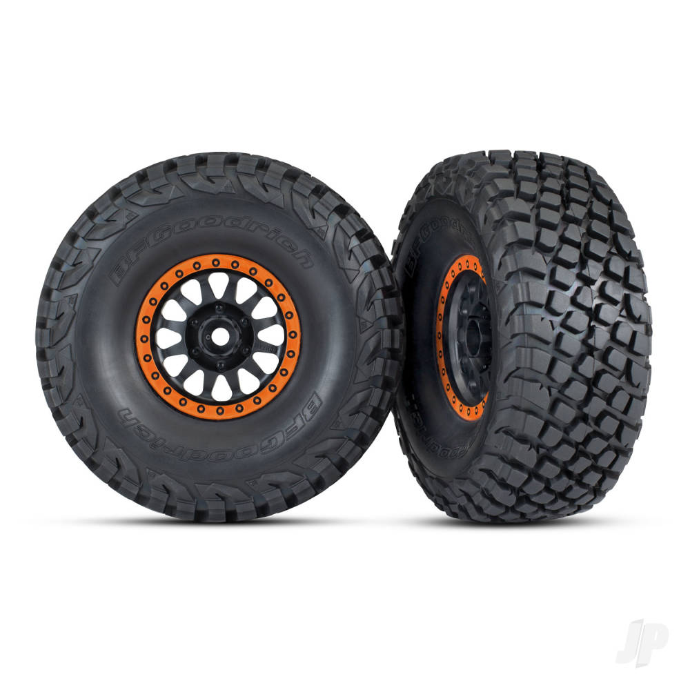 Traxxas Tyres & wheels, assembled, glued (Method Race Wheels, black with orange beadlock, BFGoodrich Baja KR3 tyres) (2)