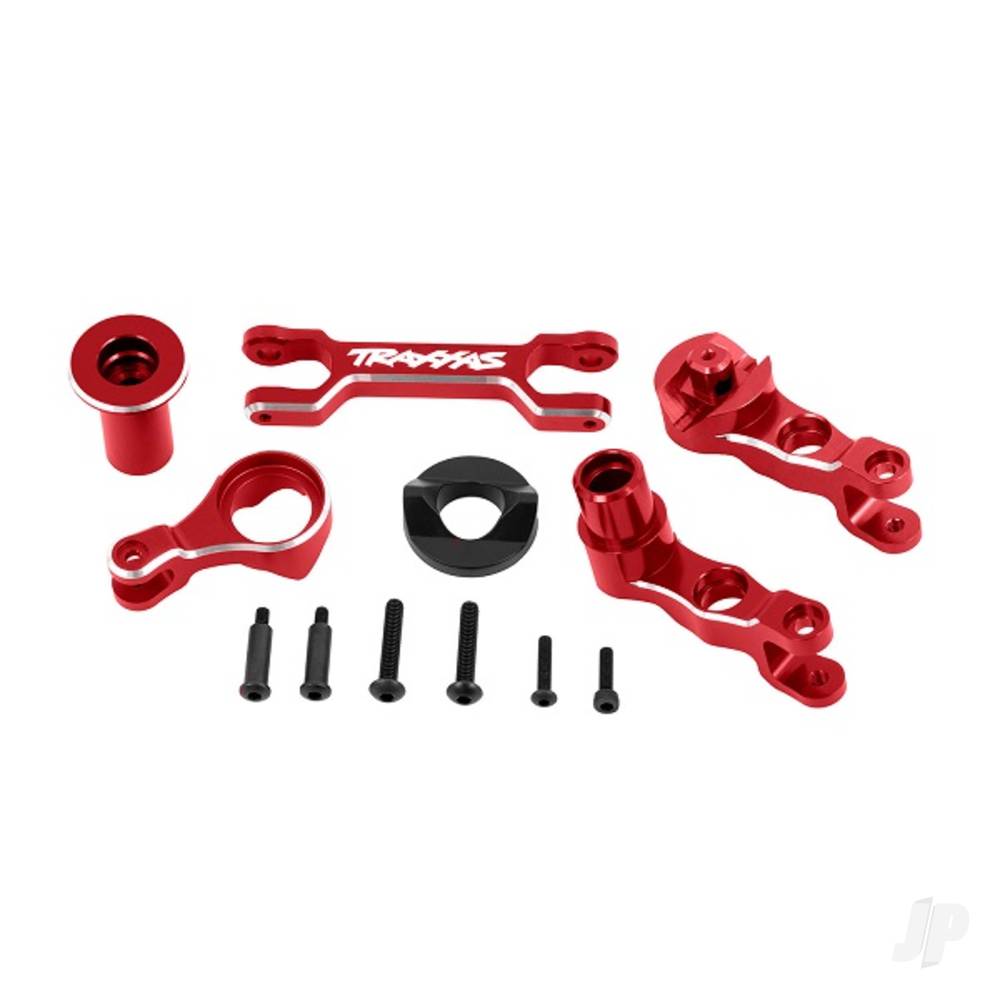 Traxxas Steering bellcranks (left & right)/ drag link (6061-T6 aluminium, Red-anodised) (fits X-Maxx)