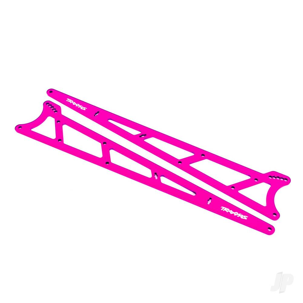 Traxxas Side plates, wheelie bar, Pink (aluminium) (2 pcs)