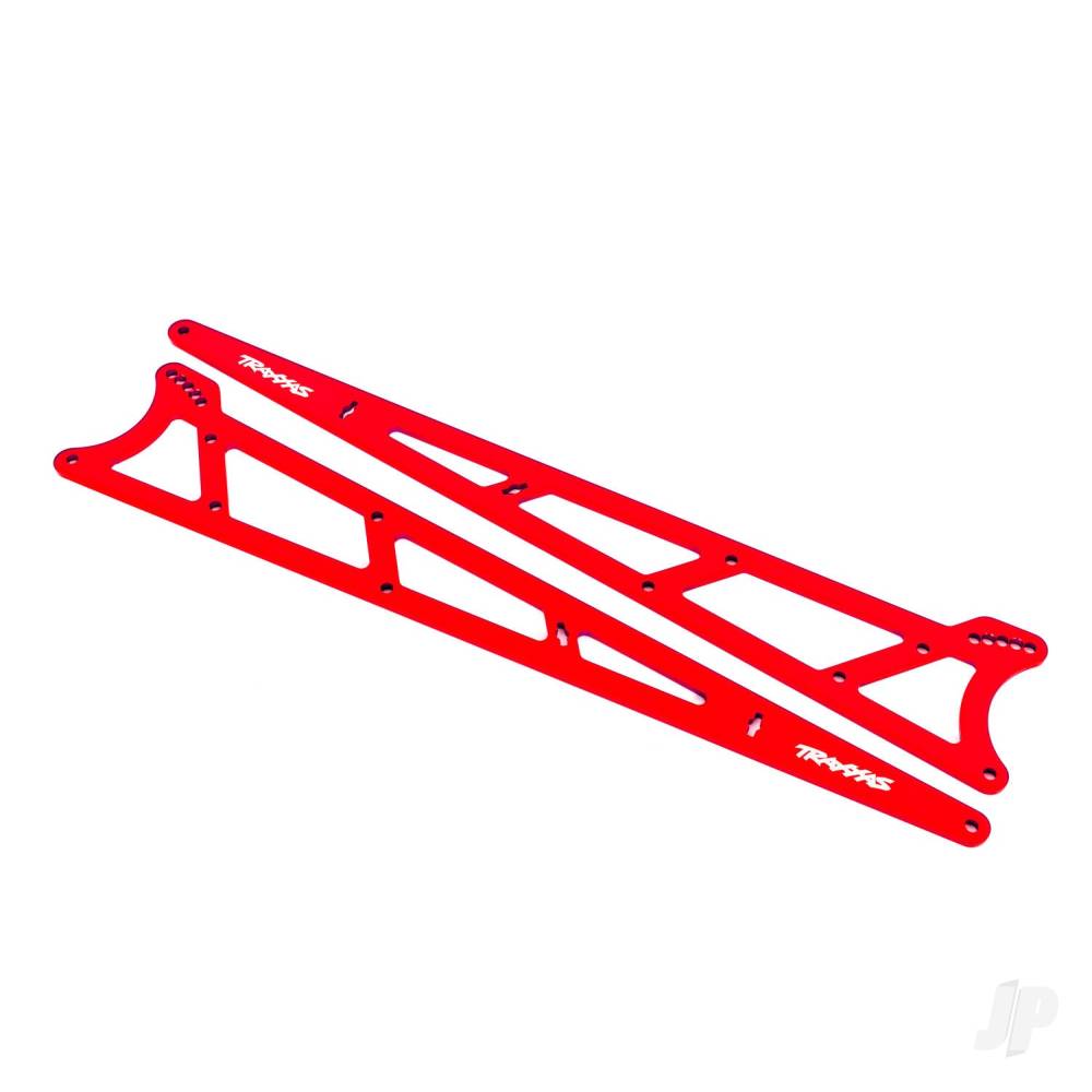 Traxxas Side plates, wheelie bar, Red (aluminium) (2 pcs)