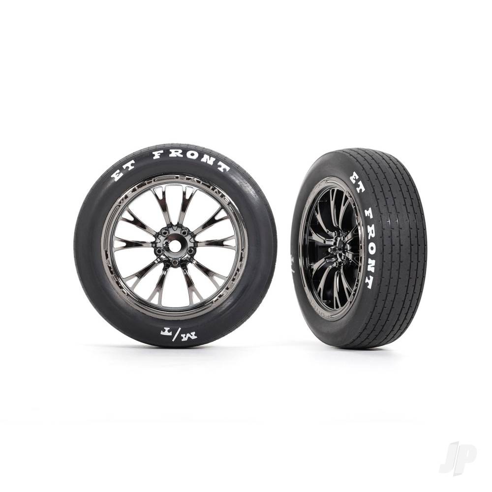 Traxxas Tyres & Wheels, Assembled, Glued (Weld Black Chrome wheels, tyres, foam inserts) (front) (2 pcs)