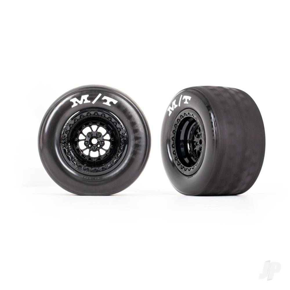 traxxas-tyres-wheels-assembled-glued-weld-gloss-black-wheels-tyres-foam-inserts-rear-2-pcs