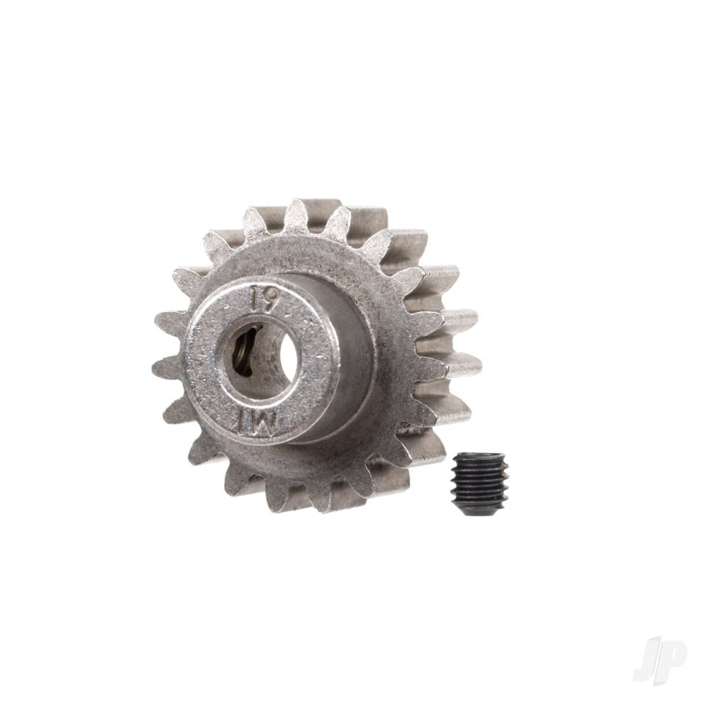 Traxxas Gear, 19-T pinion (1.0 metric pitch) (fits 5mm shaft)/ set screw (for use only with steel spur gears)