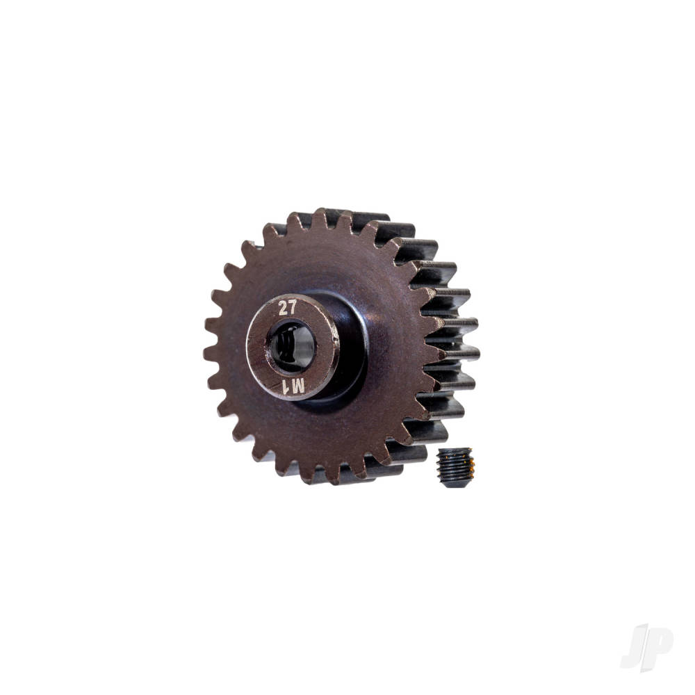 Traxxas Gear, 27-T pinion (machined, hardened steel) (1.0 metric pitch) (fits 5mm shaft) / set screw