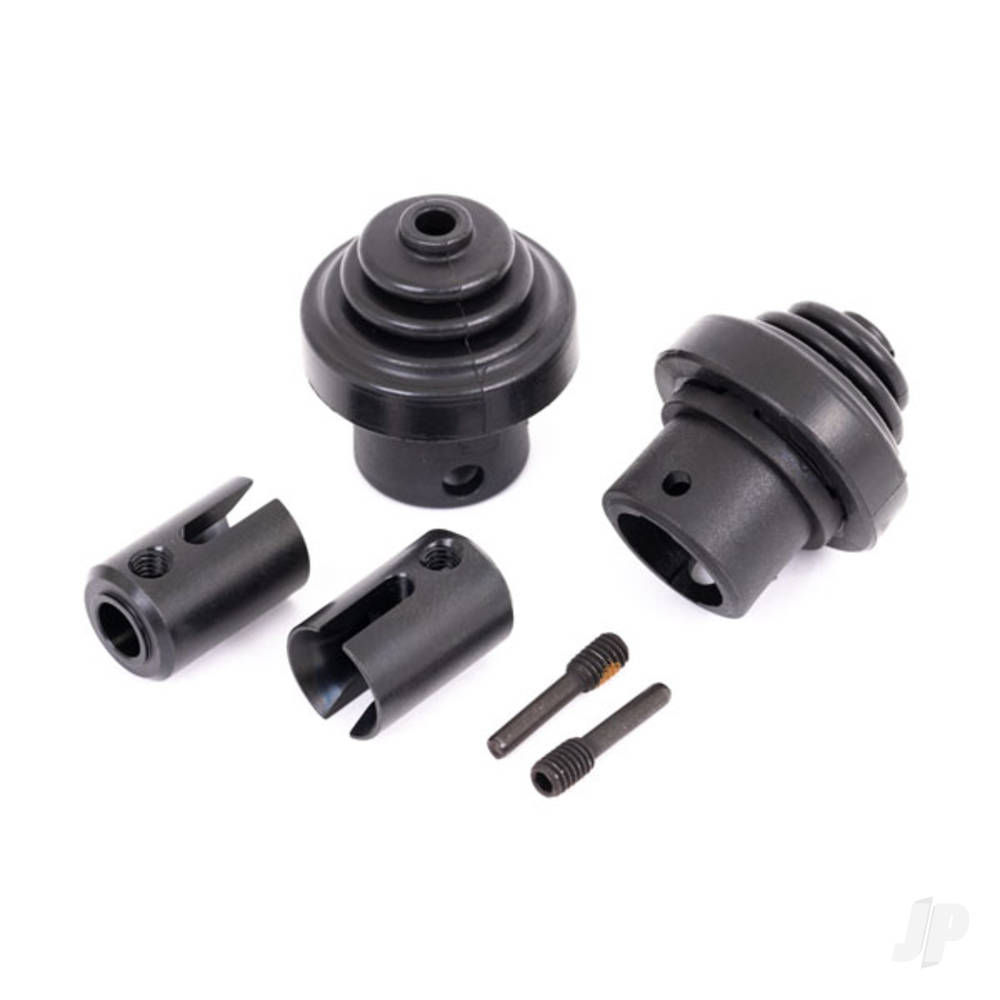 Traxxas Drive cup, front or rear (hardened steel) (for differential pinion gear) / driveshaft boots (2) / boot retainers (2)