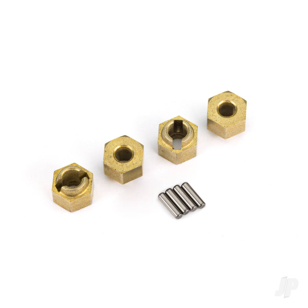 Traxxas Wheel hubs, 7mm hex (brass) (4 pcs) / axle pins (8 pcs)