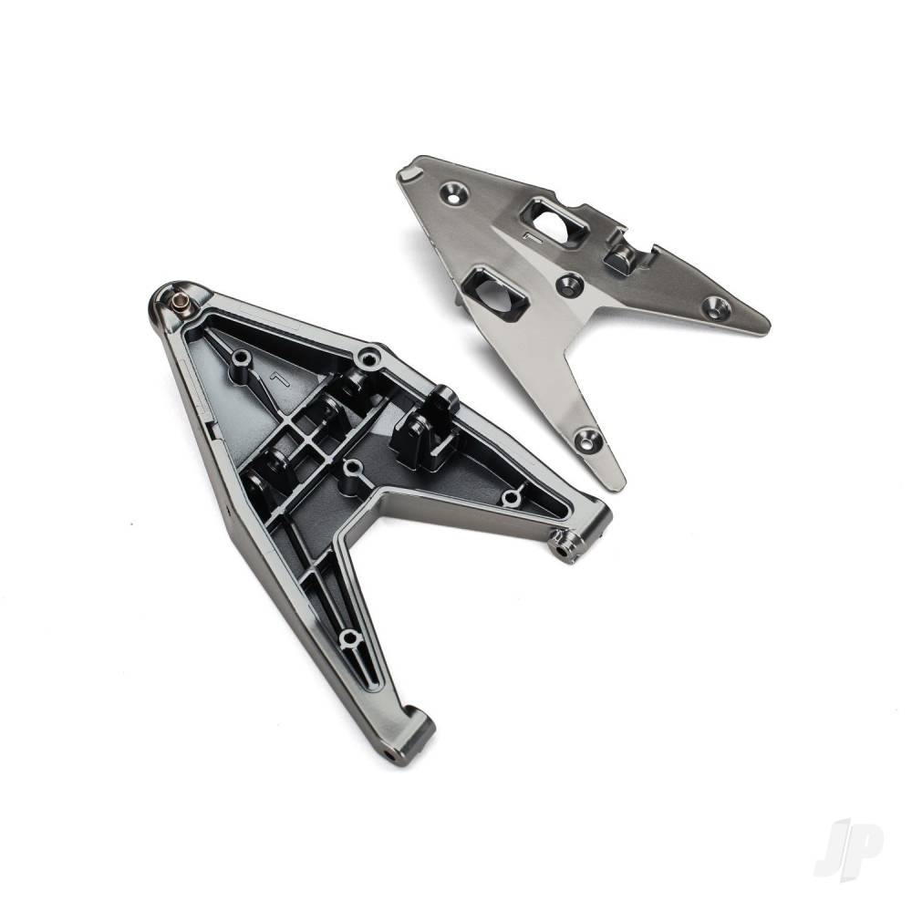 Traxxas Suspension arm, lower left / arm insert (Satin Black Chrome-plated) (assembled with hollow ball)