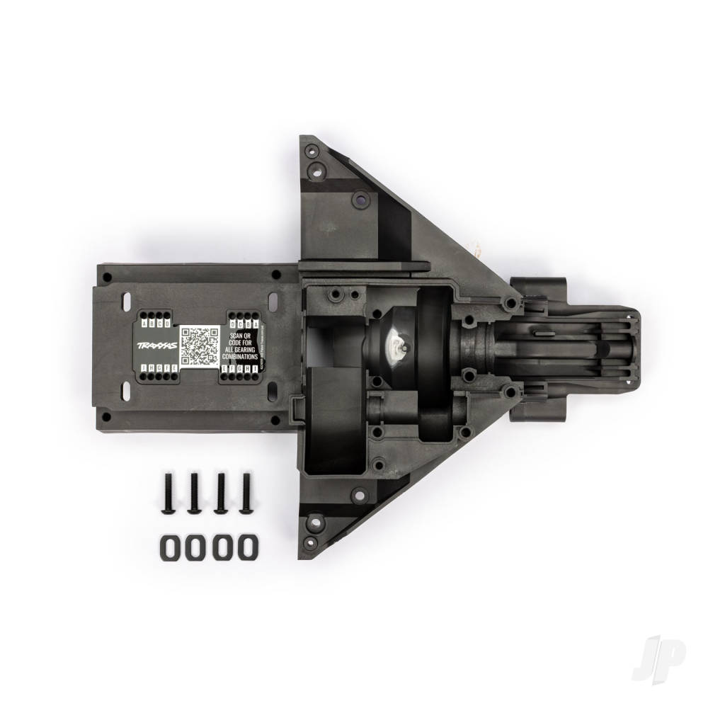 Traxxas Bulkhead, rear (lower), motor mount washers (steel) (4), 4x18mm BCS (4)