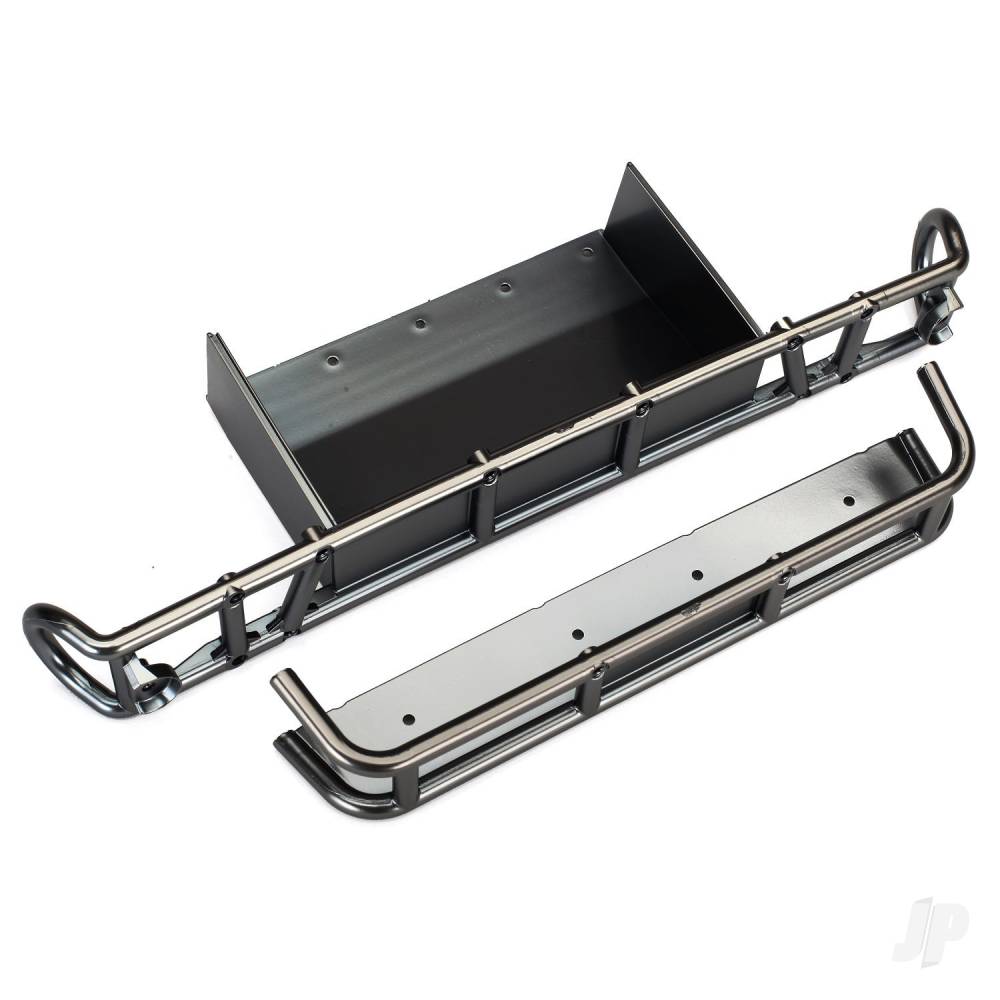 Traxxas Bumper, Rear / bumper extension (Satin Black Chrome-plated)