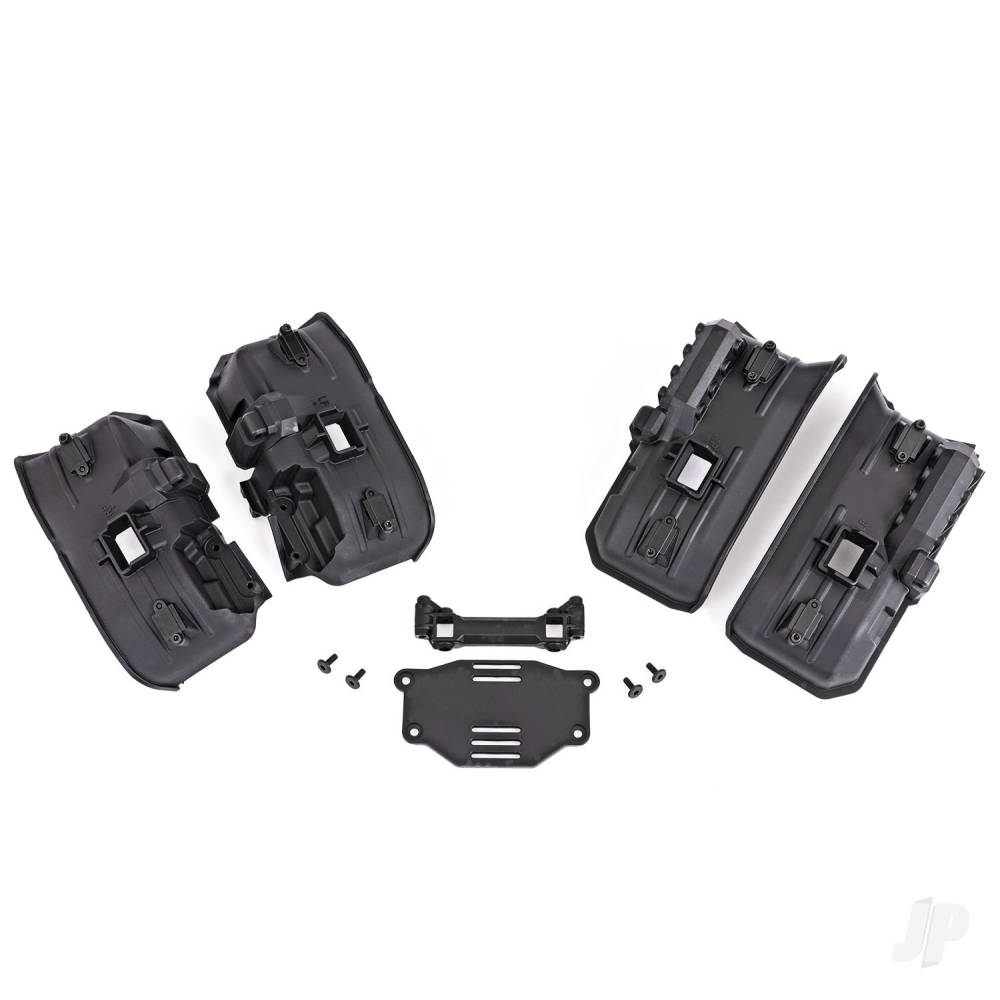 Traxxas Fenders, inner (wide), front & rear (2 each)/ rock light covers (8)/ battery plate/ 3x8 flat-head screws (4) (for clipless body mounting)