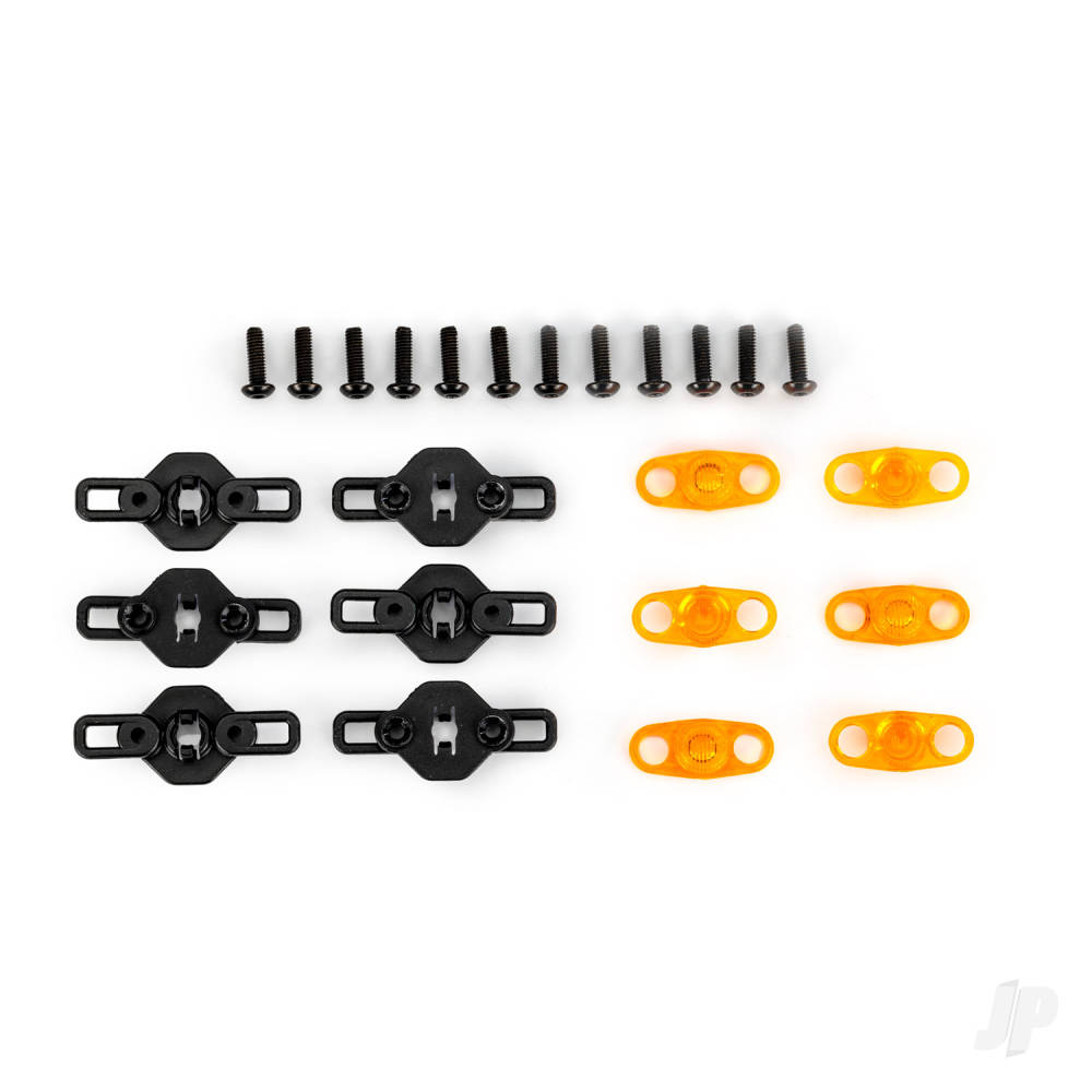 Traxxas Mounts, side marker lights, boat trailer (6)/ lenses (6)/ 2.5x8mm BCS (Black stainless) (12)