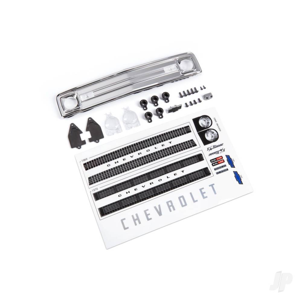 Traxxas Grille, Chevrolet Blazer (1969 - 1970)/ grille retainers (5)/ headlight housing (2)/ headlight lens (2)/ turn signal lens (2)/ hood emblem/ hood emblem mount/ 2.6x8 BCS (5)/ 2.5x6 BCS (4)/ 1.6x5 BCS (self-tapping) (2) (fits #9112 body)