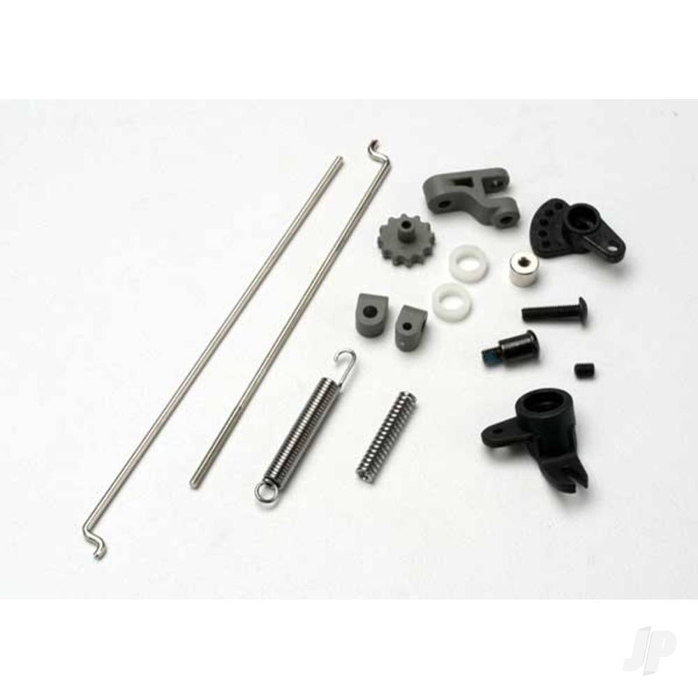 Traxxas Linkage Set, throttle & brake, Revo / Slayer (includes servo horns, rod guides, brake spring, brake adjustment dial, brake lever, rods (wires), bellcrank, throttle return spring, hardware)