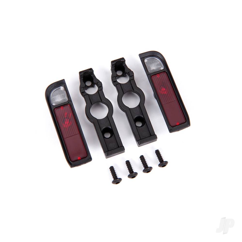 Traxxas Tail light housing, Black (2)/ lens (2)/ retainers (left & right)/ 2.6x8 BCS (self-tapping) (4)