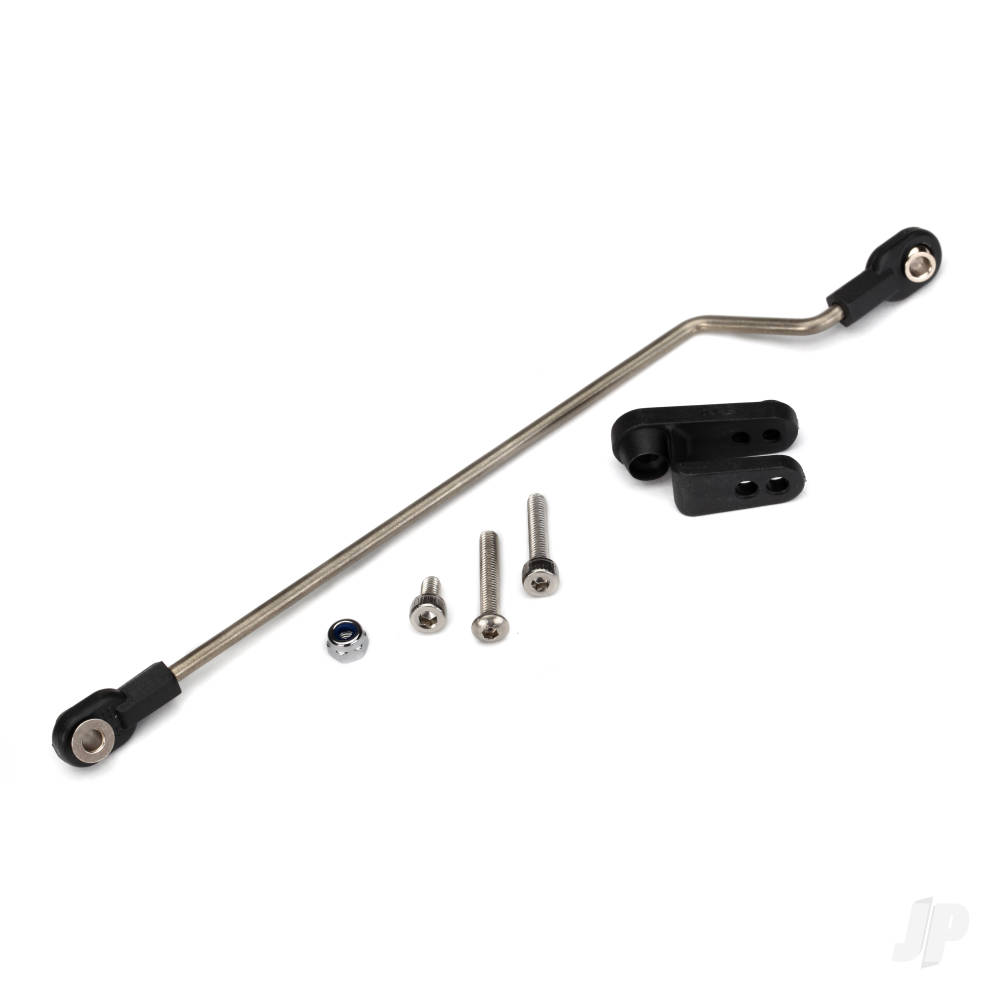 Traxxas Rudder pushrod, assembled / servo horn / 3x18mm BCS (stainless) (1pc) / 3x15mm CS (stainless) (1pc) / 3x6mm CS (stainless) (1pc) / NL 3.0 (1pc)