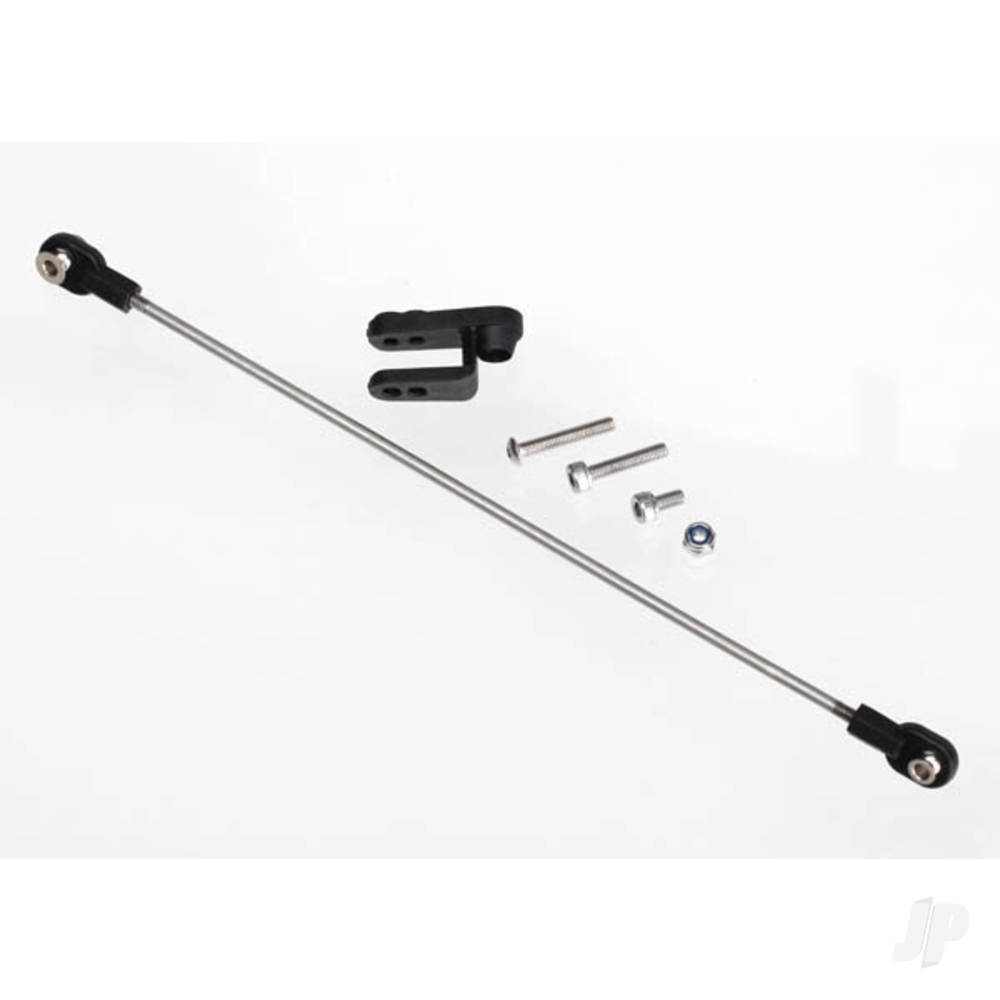 Traxxas Rudder pushrod, assembled / servo horn / 3x18mm BCS (stainless) (1pc) / 3x15mm CS (stainless) (1pc) / 3x6mm CS (stainless) (1pc) / NL 3.0 (1pc)