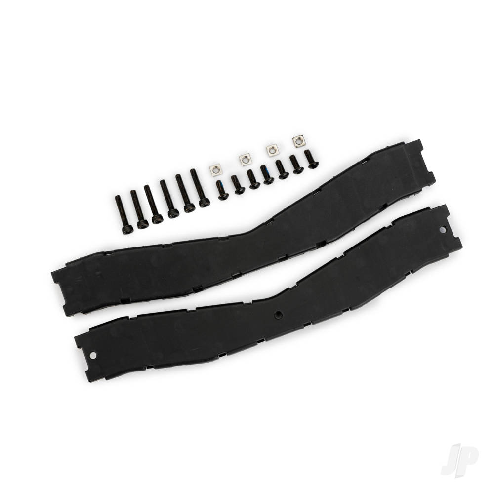 Traxxas Crossmember, front (top & bottom), boat trailer/ 3x8mm BCS (Black stainless) (7)/ 3x15mm CS (Black stainless) (6)/ M3x0.5mm square nuts (4)