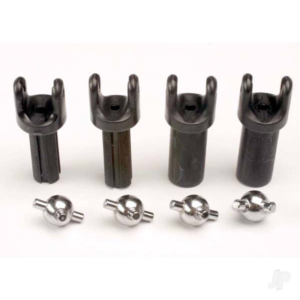 Traxxas Half shafts, Short (heavy duty) (external-splined (2 pcs) & internal-splined (2 pcs)) / metal u-joints (4 pcs)