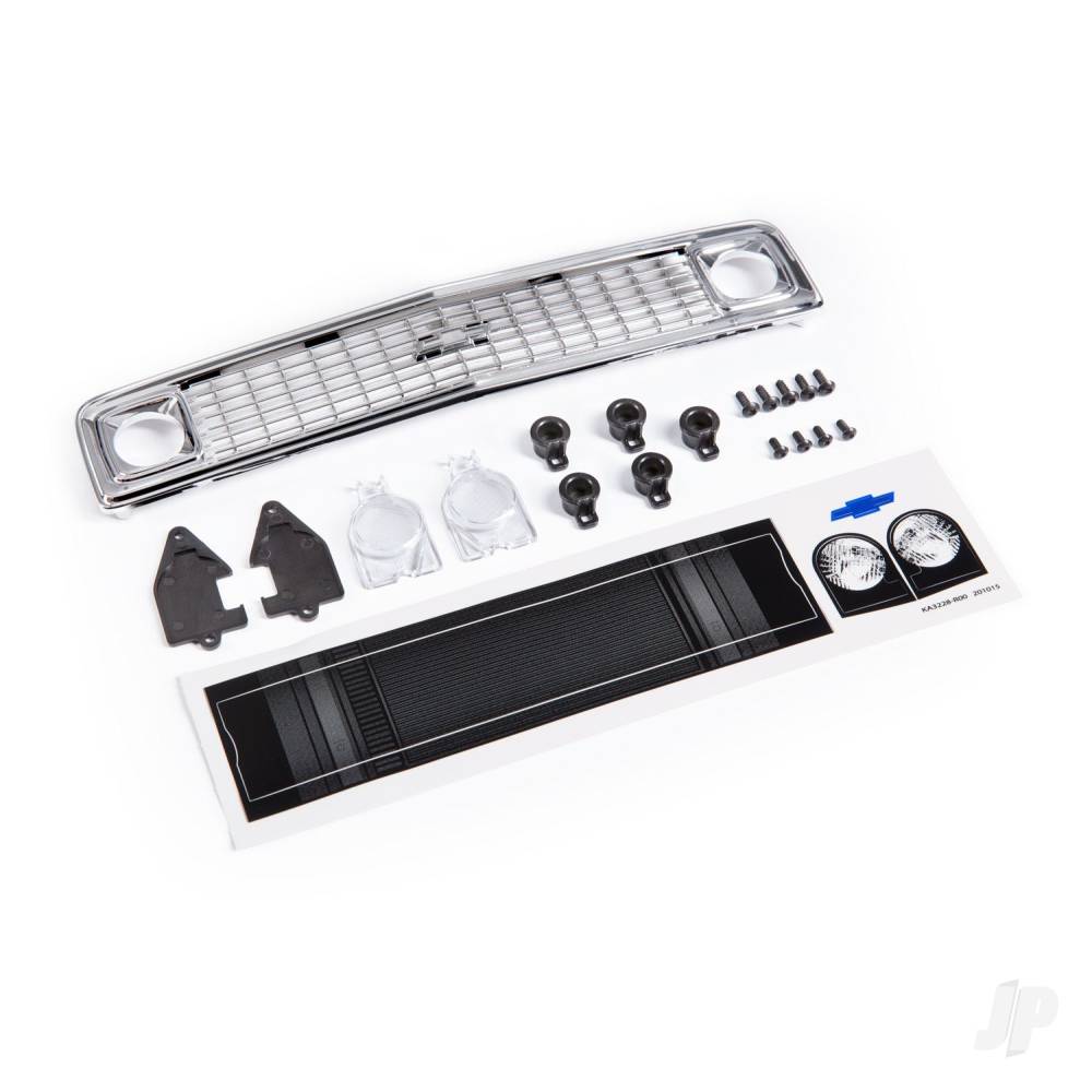 Traxxas Grille, Chevrolet Blazer (1972)/ grille retainers (5)/ headlight housing (2)/ lens (2)/ 2.6x8 BCS (5)/ 2.5x6 BCS (4) (fits #9111 body)