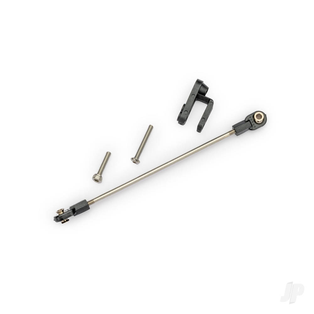 Traxxas Rudder pushrod, assembled/ servo horn/ 3x22mm BCS (stainless) (1)/ 3x15mm CS (stainless) (1)