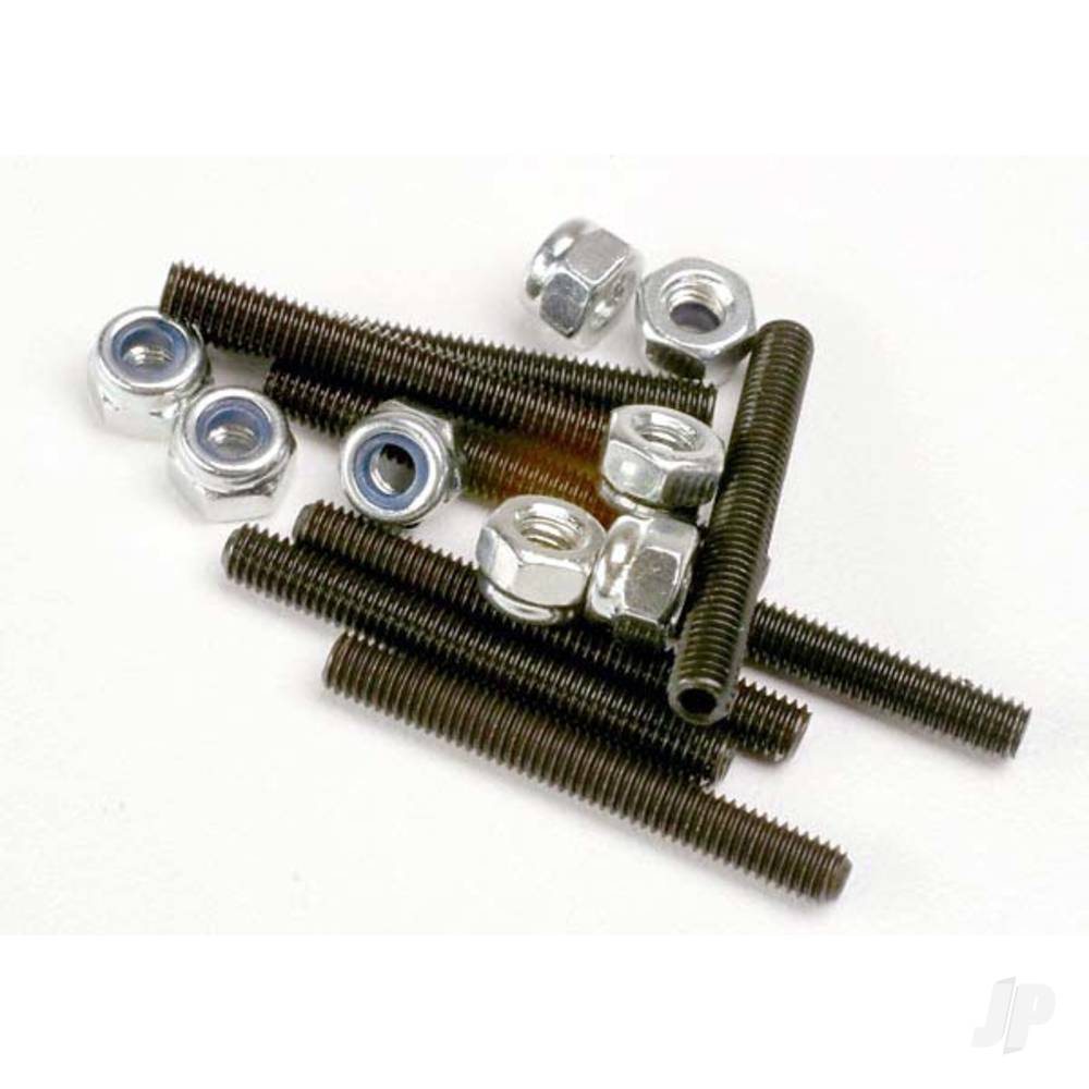 Traxxas Set (grub) screws, 3x25mm (8 pcs) / 3mm nylon locknuts (8 pcs)