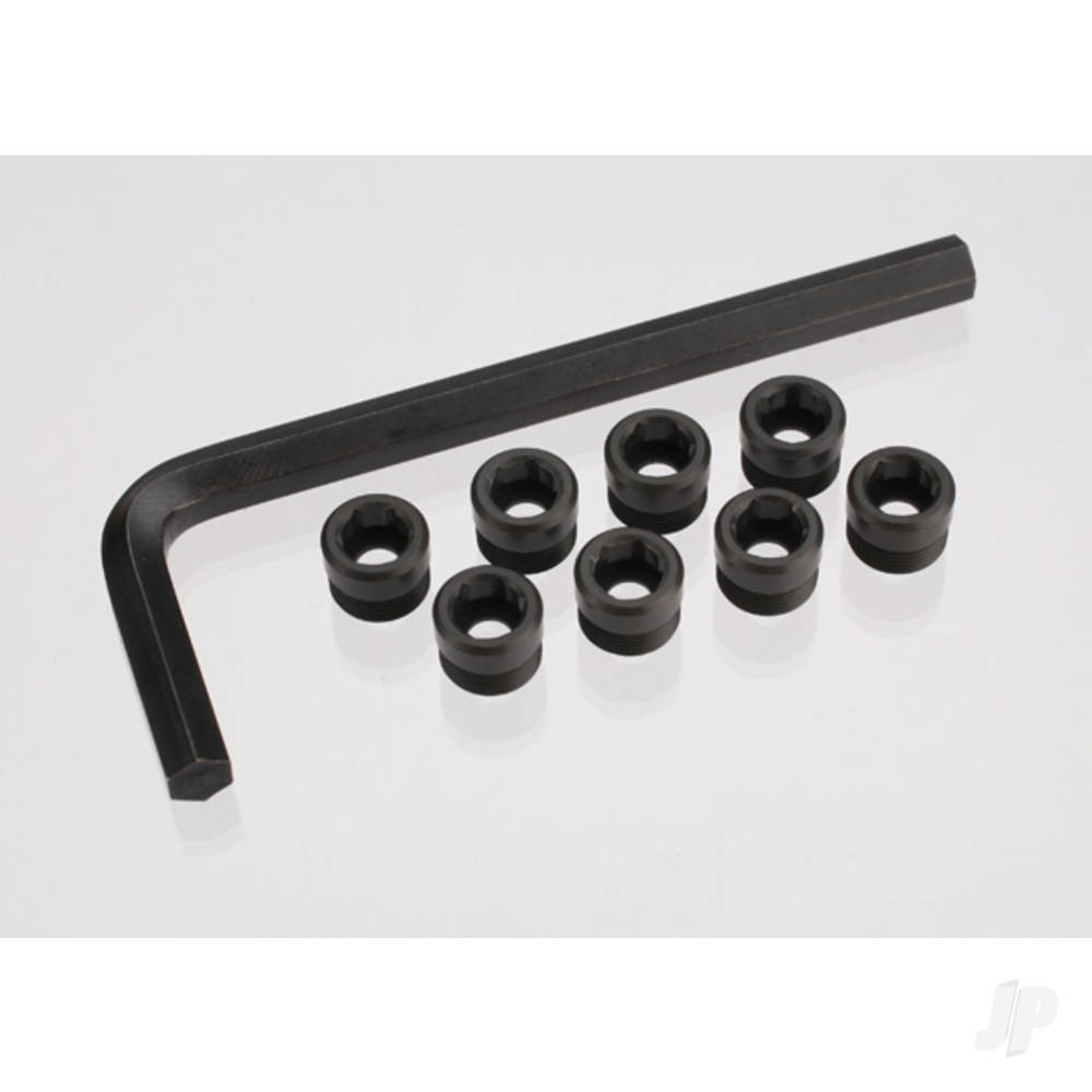 Traxxas Aluminium caps, pivot ball (threaded aluminium, Hard-anodised with PTFE-coating) (8 pcs) / hex wrench, 5mm
