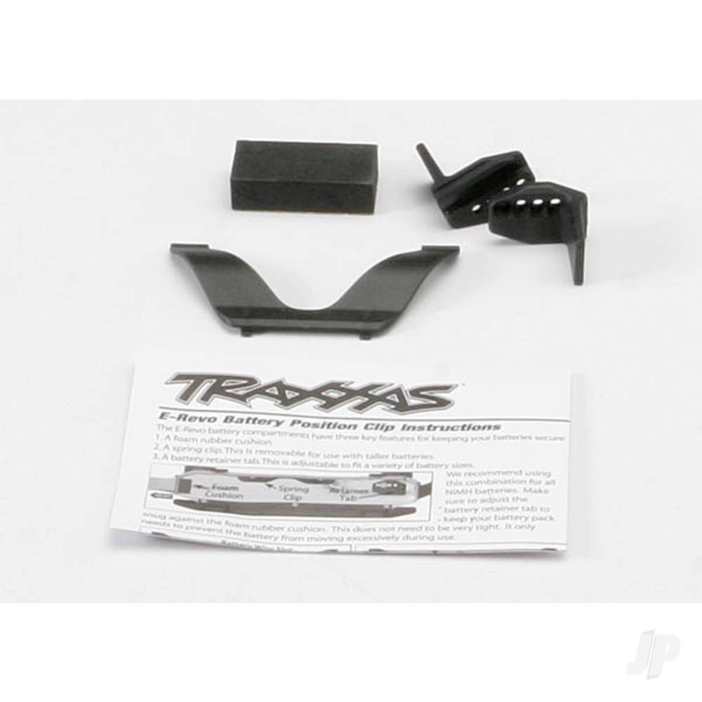Traxxas Retainer clip, battery (1pc) / Front clip (1pc) / Rear clip (1pc) / foam spacer (1pc) (for one battery compartment)