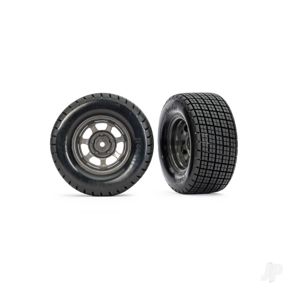 Traxxas Dirt Oval Grey Front Wheels w/ Hoosier Tyres (2)