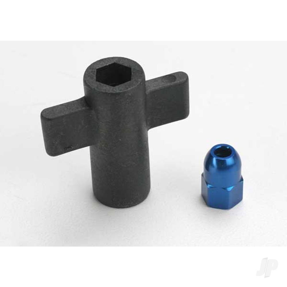 Traxxas Antenna crimp nut, aluminium (Blue-anodised) / antenna nut tools